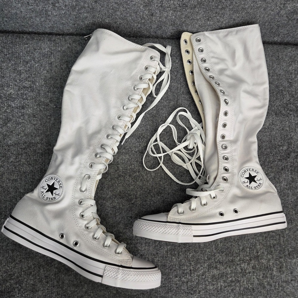 Converse Chuck Taylor All Star Knee High Shoes Womens Size 9 White Zip A10456C